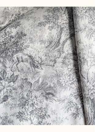 Modern Gray Toile de Jouy Sheer Curtain