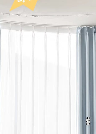 Children's curtain panda embroidered gray chessboard pattern