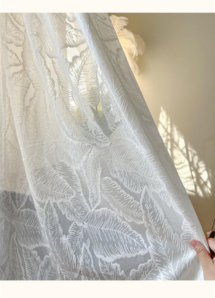 Luxurious Sheer Embroidery Feather Pattern