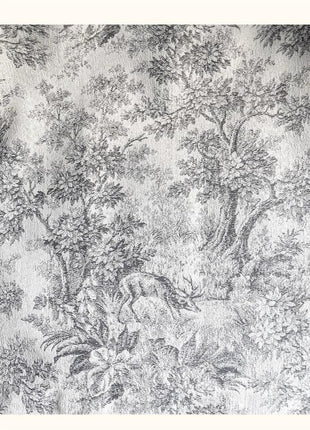 Modern Gray Toile de Jouy Sheer Curtain