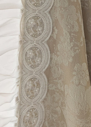 Embroidered lace curtain