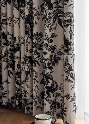 152 ROSIER Curtains, 70% Blackout, Rococo Flowers, Velvet Print Texture €78.50