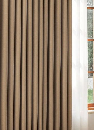 Blackout curtains in chevron textured fabric living room
