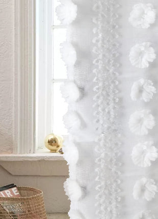 Romantic white pattern sheer living room