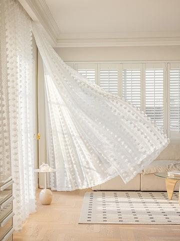 Romantic white pattern sheer living room