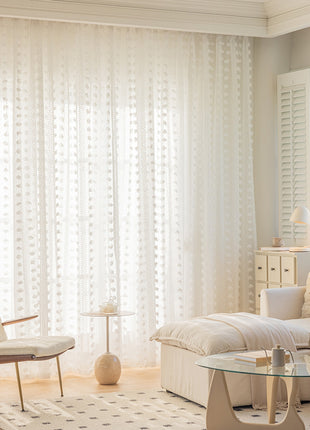 Romantic white pattern sheer living room