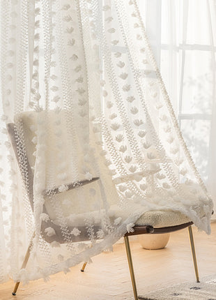 Romantic white pattern sheer living room