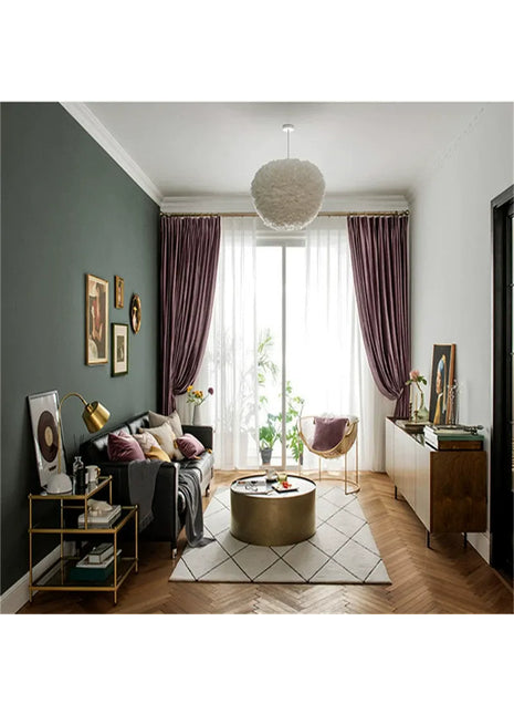 Pink Curtain Living Room