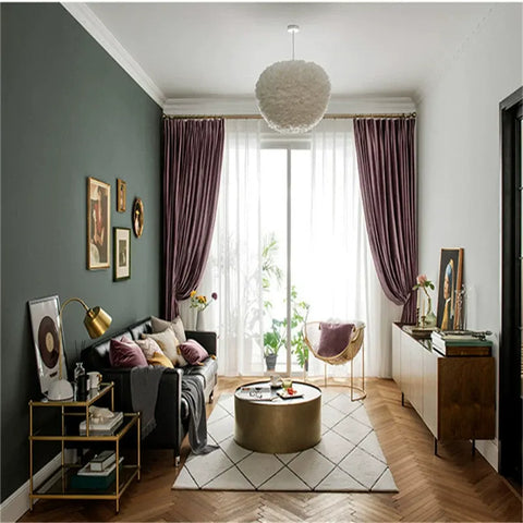 Pink Curtain Living Room