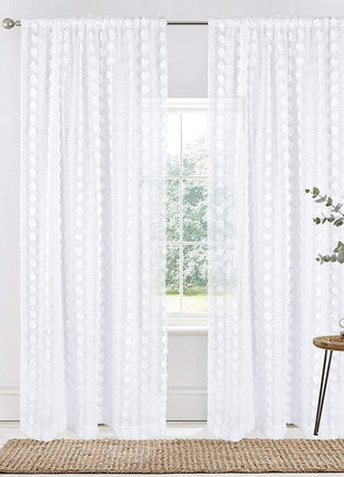 Romantic white pattern sheer living room