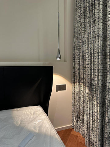 Black blackout curtain with silver patterns in modern baroque style