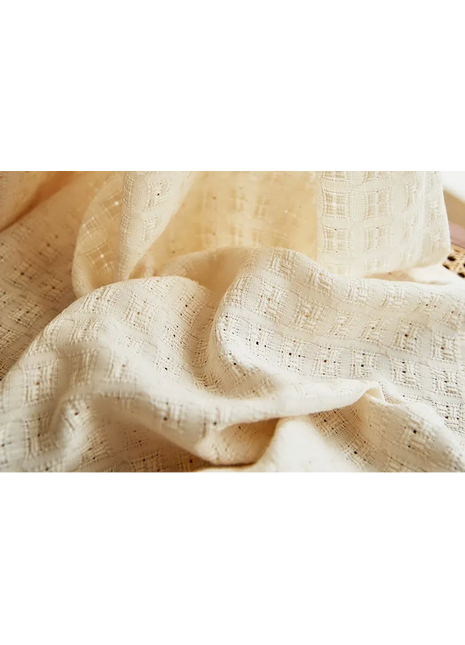 Beige wool insulating curtain geometric pattern