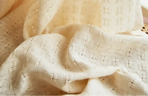 Beige wool insulating curtain geometric pattern