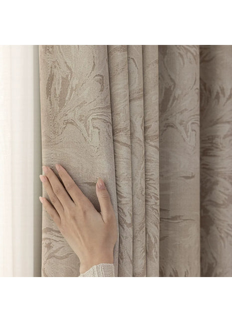 Elegant blackout blue foliage embroidered curtain