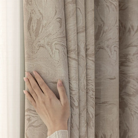 Elegant blackout blue foliage embroidered curtain