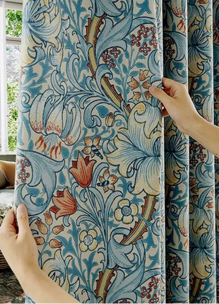 Jacquard curtain red flowers and birds classic style