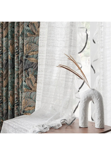 Blackout curtains art deco blue elegant living room