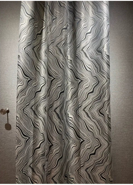 Black White Waves Curtain