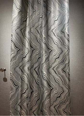 Black White Waves Curtain