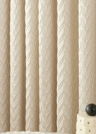 Thick Beige Geometric Curtain