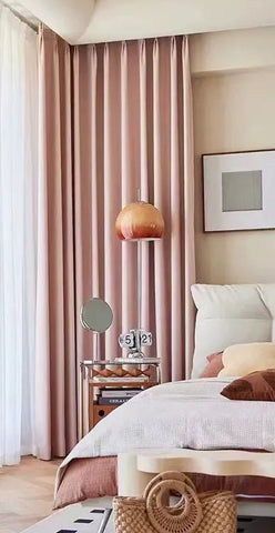 Pink chenille jacquard curtain for living room