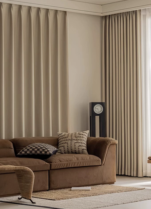Rideau Occultant Velours Camel Bureau Chic