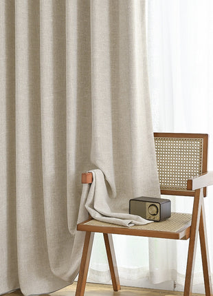 Insulating curtain in beige terrycloth thick thermal fabric