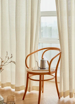 Beige wool insulating curtain geometric pattern