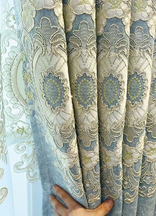 Royal Blue Embroidered Curtain