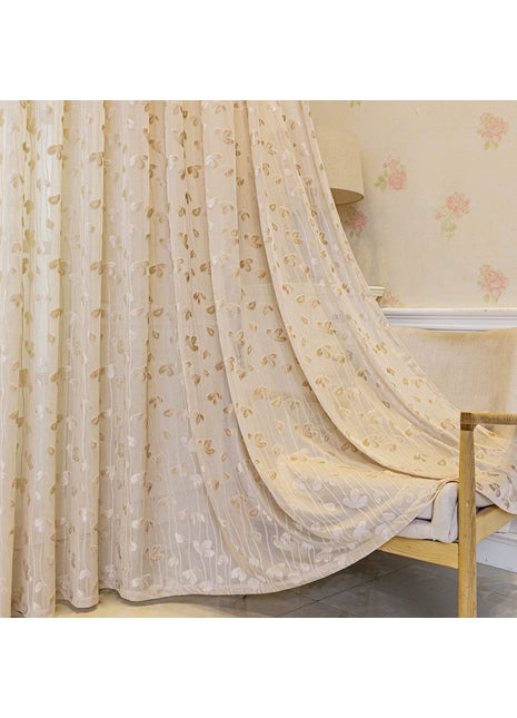 Pink Leaf Pattern Curtain