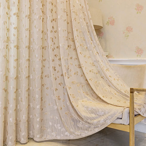 Pink Leaf Pattern Curtain