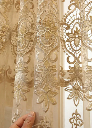 Golden Embroidery Sheer Living Room