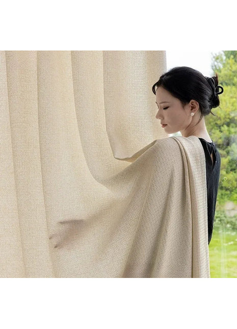 Modern ecru pattern chenille curtain