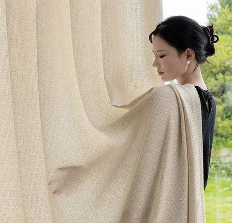 Modern ecru pattern chenille curtain