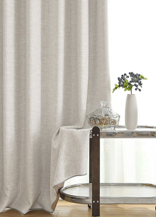 Insulating curtain in beige terrycloth thick thermal fabric