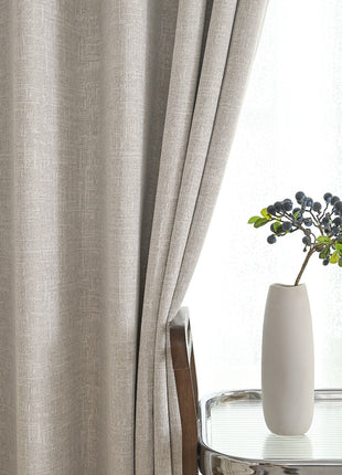 Insulating curtain in beige terrycloth thick thermal fabric