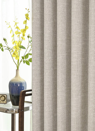 Insulating curtain in beige terrycloth thick thermal fabric