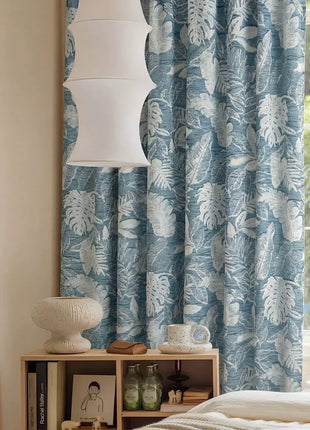 Contemporary style light blue blackout curtain