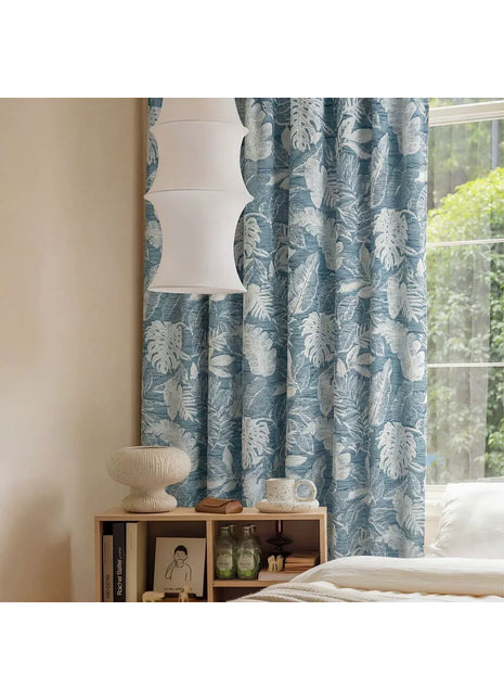 Contemporary style light blue blackout curtain