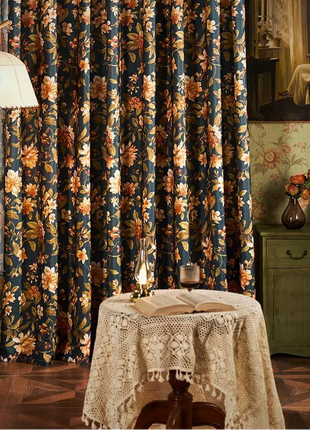 Blue Floral Curtain