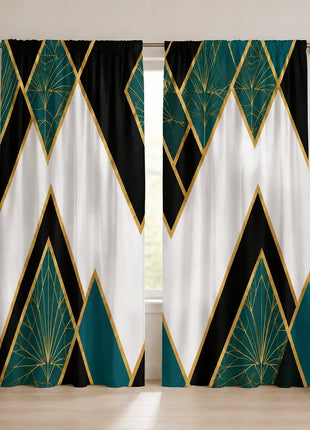 Vintage geometric living room curtain