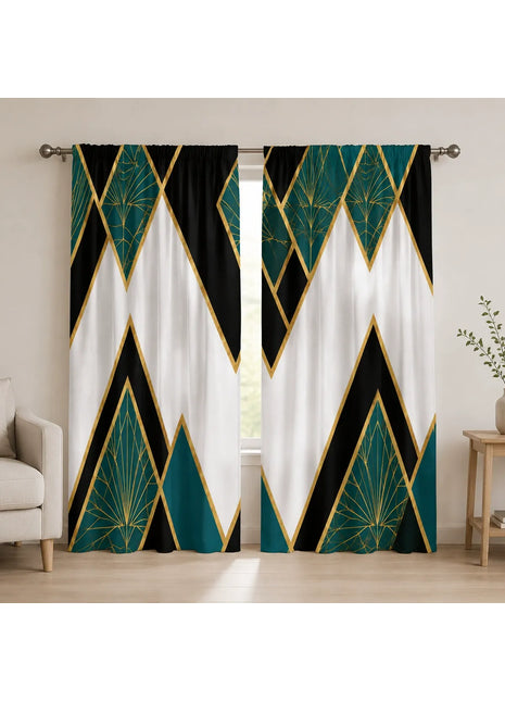 Vintage geometric living room curtain