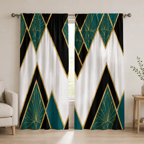 Vintage geometric living room curtain