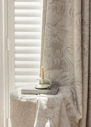 Elegant blackout blue foliage embroidered curtain