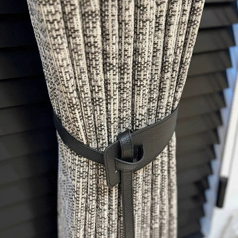 Modern tweed effect beige chenille blackout curtain