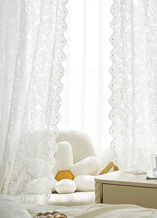 White sheer embroidered arabesques bohemian chic style