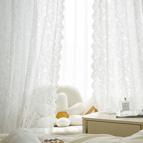 White sheer embroidered arabesques bohemian chic style