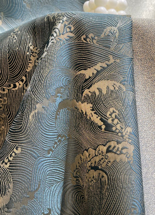 Rideau Bleu Motif Vagues