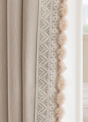Beige pompom chenille