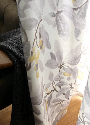 Rideau Blanc motif fleur gris jaune